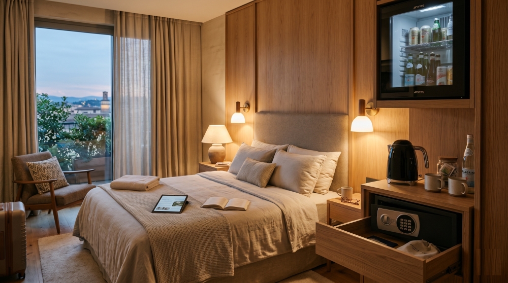 Habitaciones de hotel sostenibles: qué accesorios elegir para reducir el consumo y el impacto ambiental.