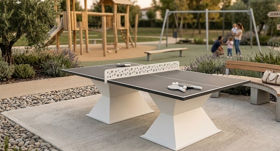 Mesas de ping-pong de hormigón: ventajas para parques y espacios públicos.