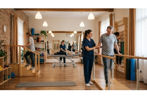 Instalación de un gimnasio de rehabilitación: organización del equipamiento y del espacio.