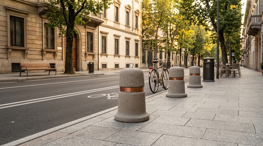 Bolardos para mobiliario urbano: fijos, desmontables, flexibles y antiaparcamiento.