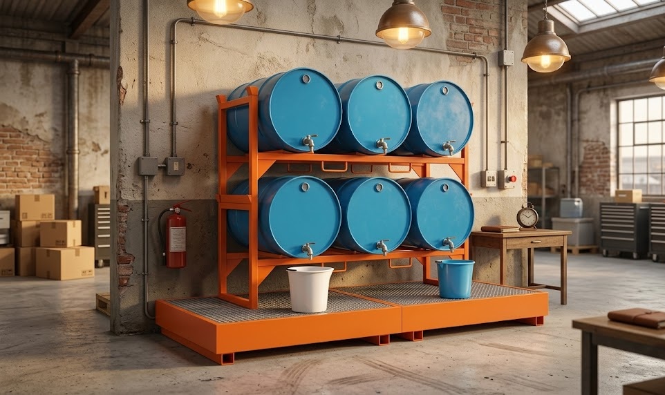 Almacenamiento industrial de bidones: soluciones seguras y eficientes.