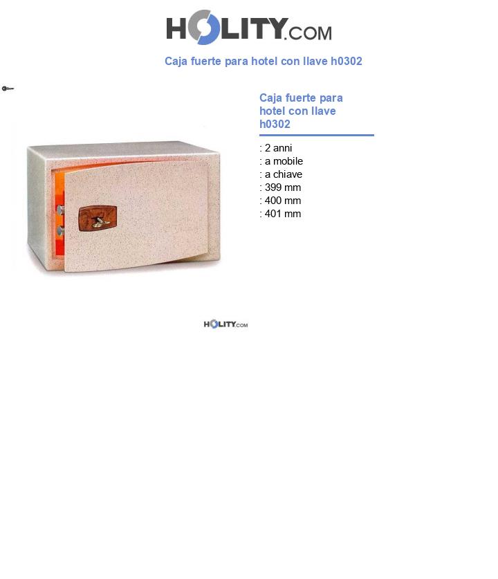 Caja fuerte para hotel con llave h0302