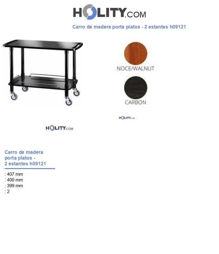 Carro de madera porta platos - 2 estantes h09121