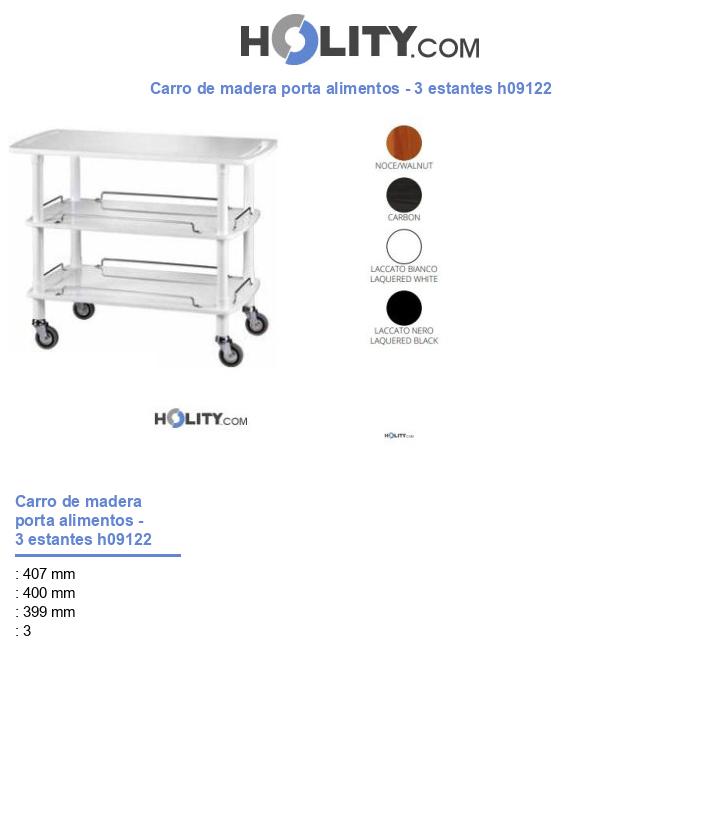Carro de madera porta alimentos - 3 estantes h09122