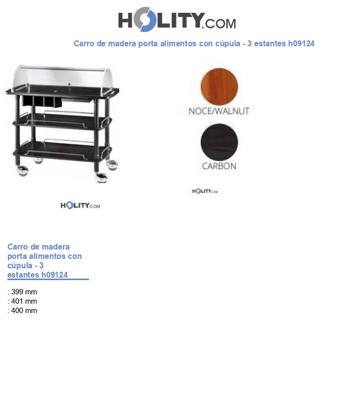 Carrello portavivande in legno con cupola - 3 piani h09124