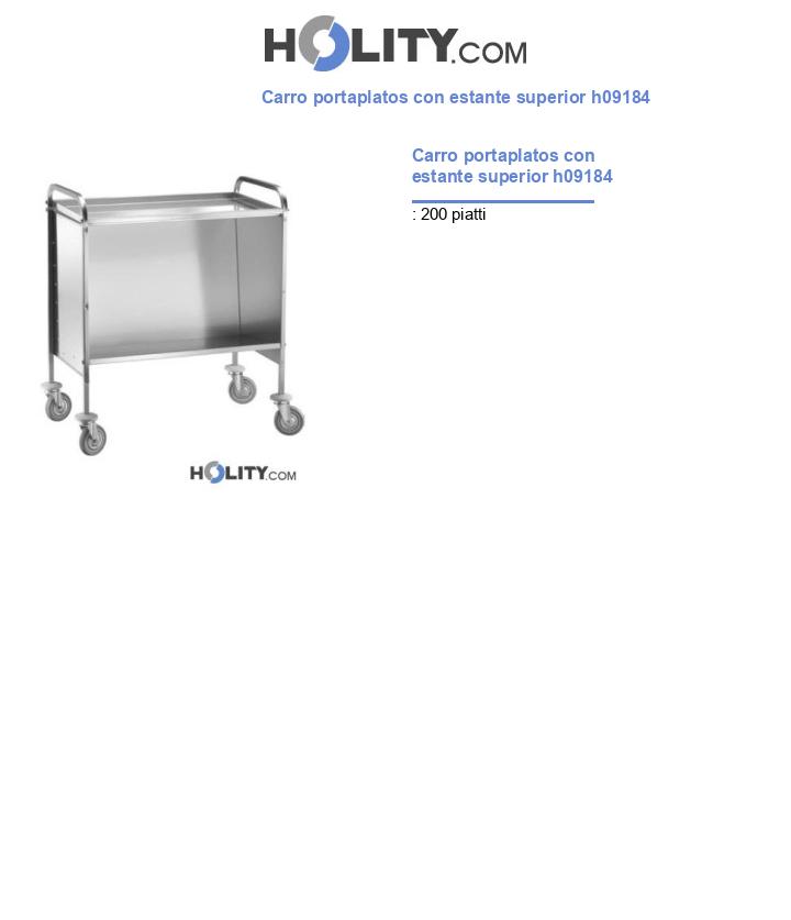 Carro portaplatos con estante superior h09184