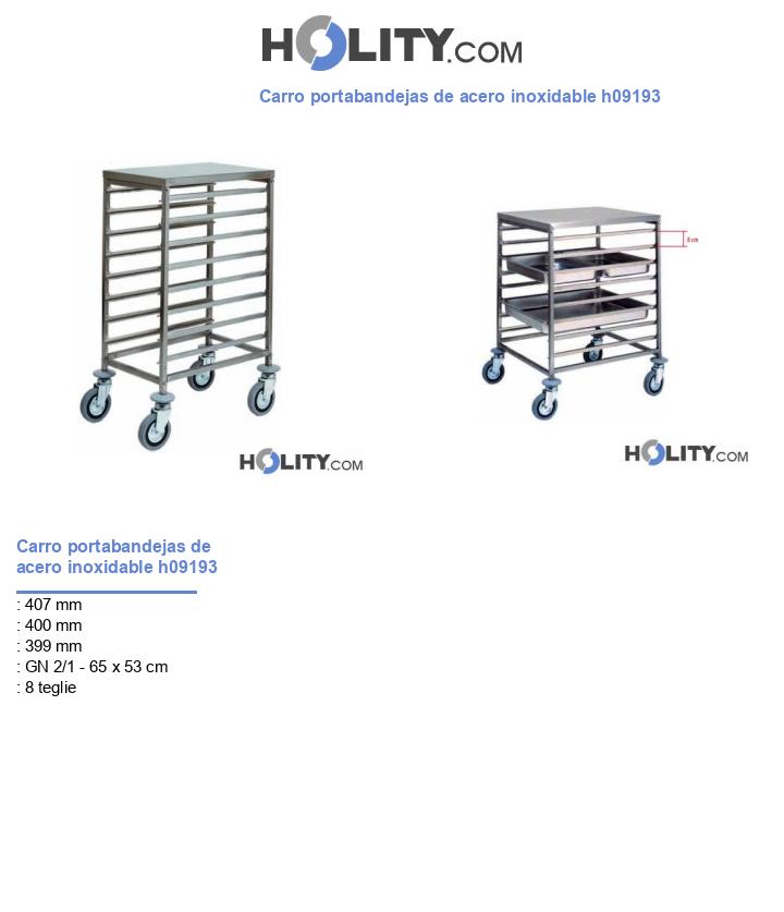 Carro portabandejas de acero inoxidable h09193