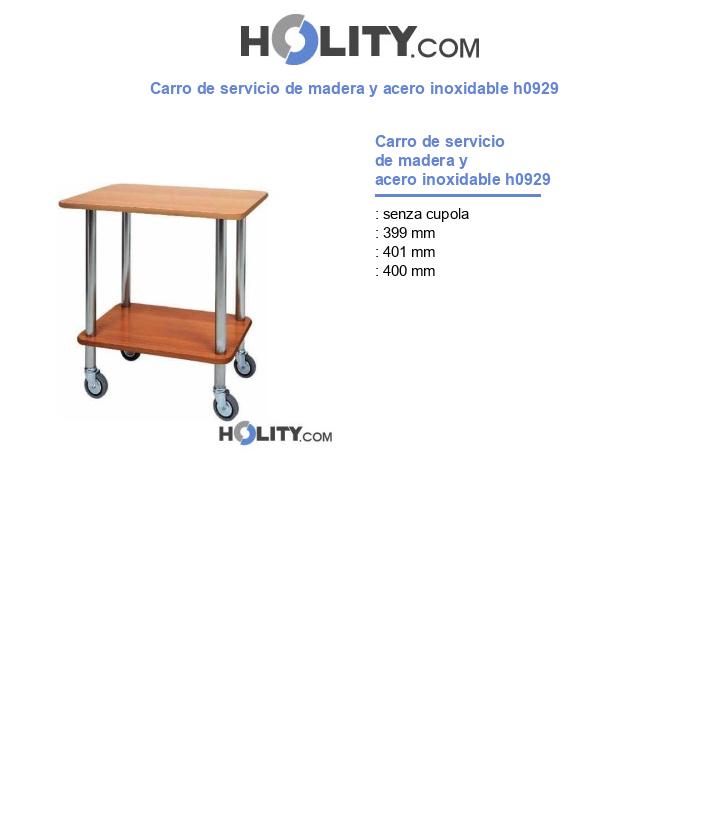 Carro de servicio de madera y acero inoxidable h0929