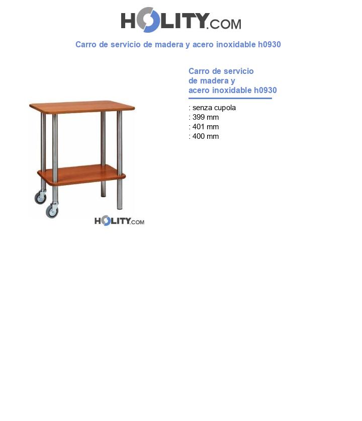 Carro de servicio de madera y acero inoxidable h0930