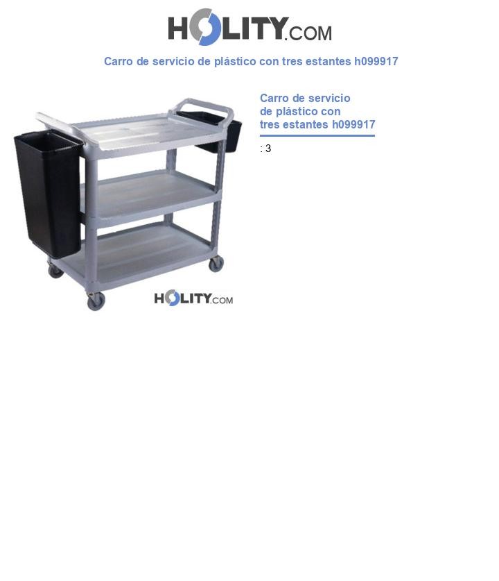 Carro de servicio de plástico con tres estantes h099917