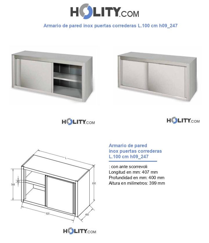 Armario de pared inox puertas correderas L.100 cm h09_247