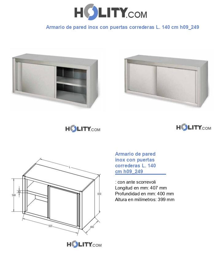 Armario de pared inox con puertas correderas L. 140 cm h09_249