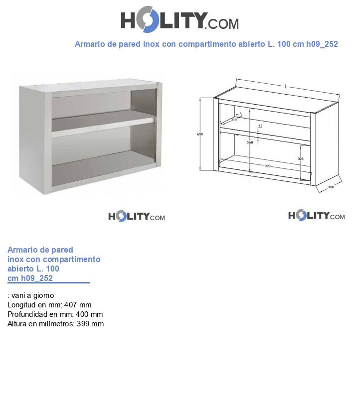 Armario de pared inox con compartimento abierto L. 100 cm h09_252