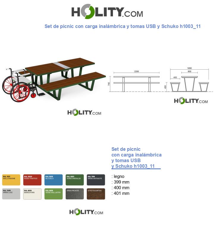 Set de picnic con carga inalámbrica y tomas USB y Schuko h1003_11