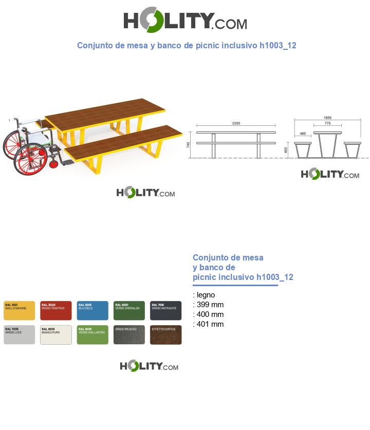 Conjunto de mesa y banco de picnic inclusivo h1003_12