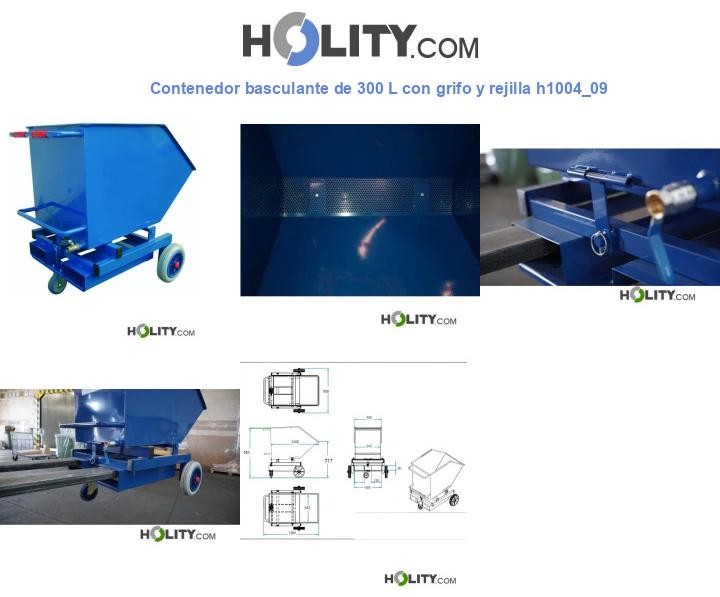 Contenedor basculante de 300 L con grifo y rejilla h1004_09
