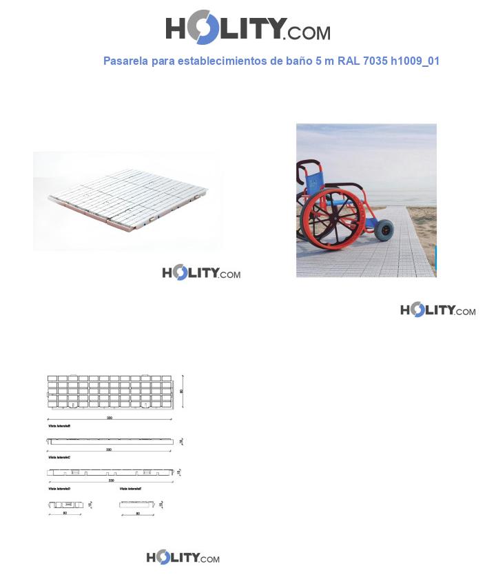 Pasarela para establecimientos de baño 5 m RAL 7035 h1009_01