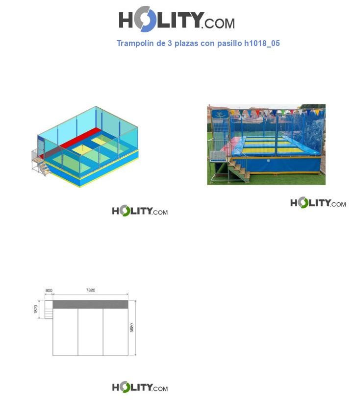 Trampolín de 3 plazas con pasillo h1018_05