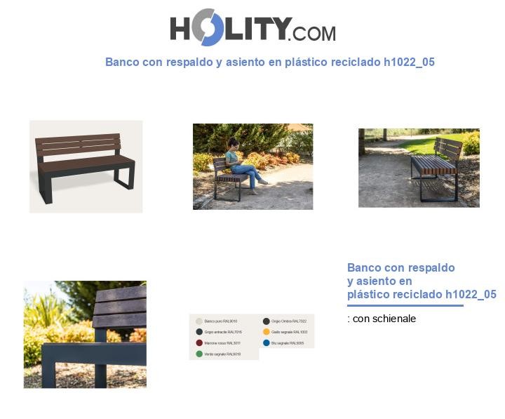 Banco con respaldo y asiento en plástico reciclado h1022_05