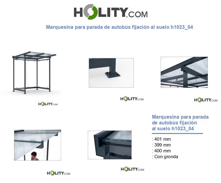 Marquesina para parada de autobús fijación al suelo h1023_04
