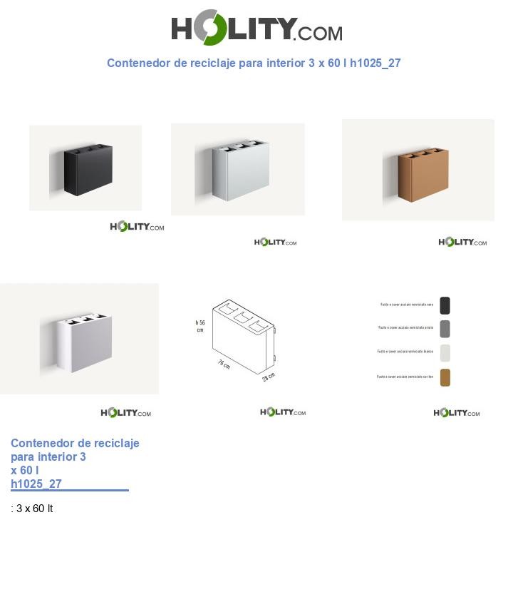 Contenedor de reciclaje para interior 3 x 60 l h1025_27