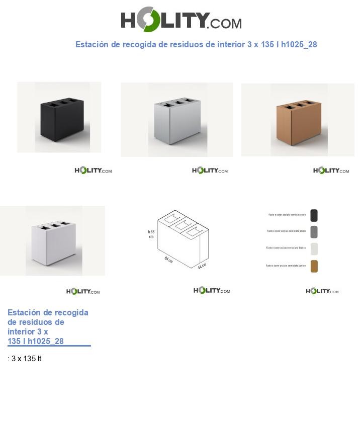 Estación de recogida de residuos de interior 3 x 135 l h1025_28