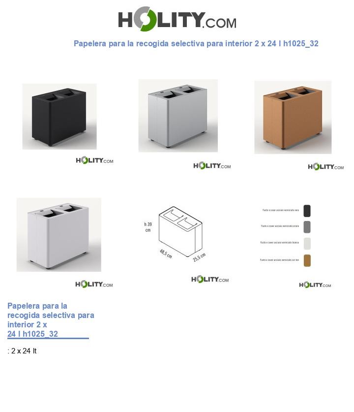 Papelera para la recogida selectiva para interior 2 x 24 l h1025_32
