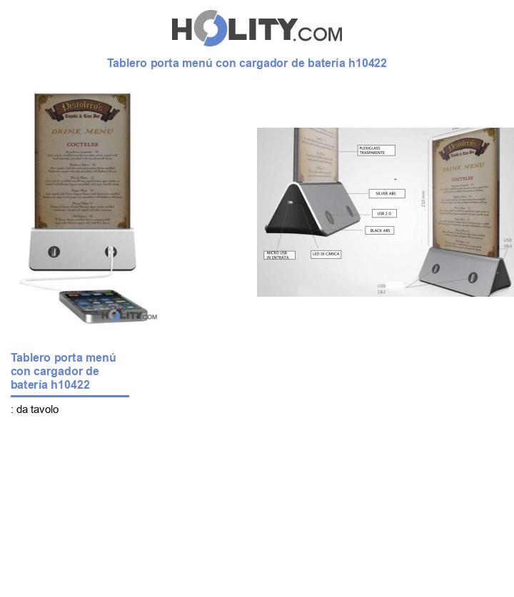 Tablero porta menú con cargador de batería h10422