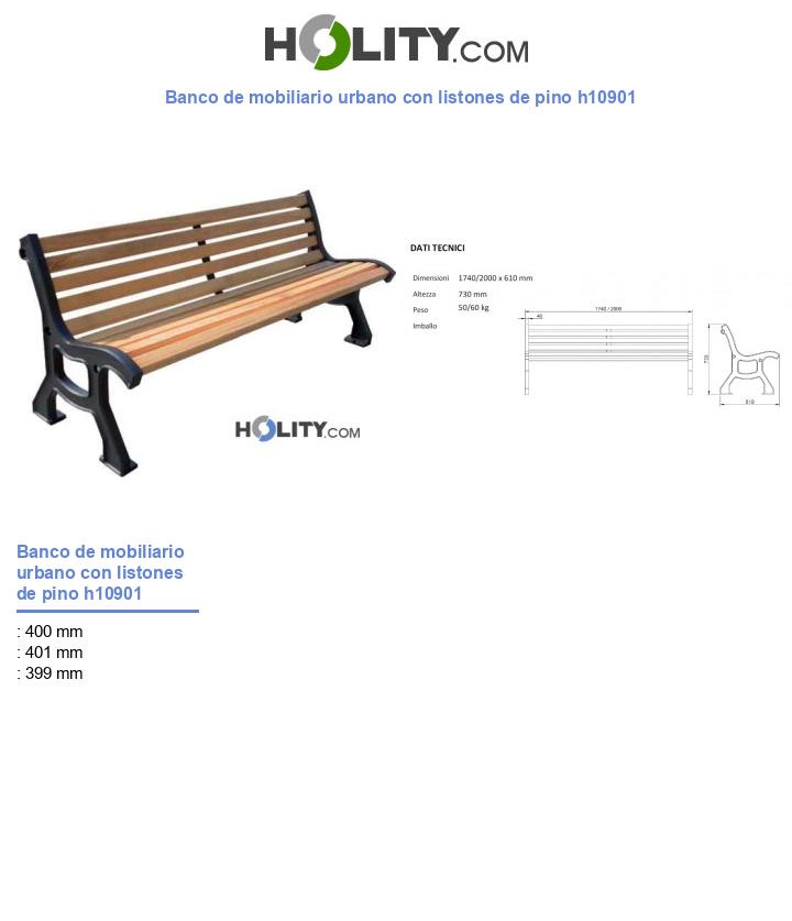 Banco de mobiliario urbano con listones de pino h10901
