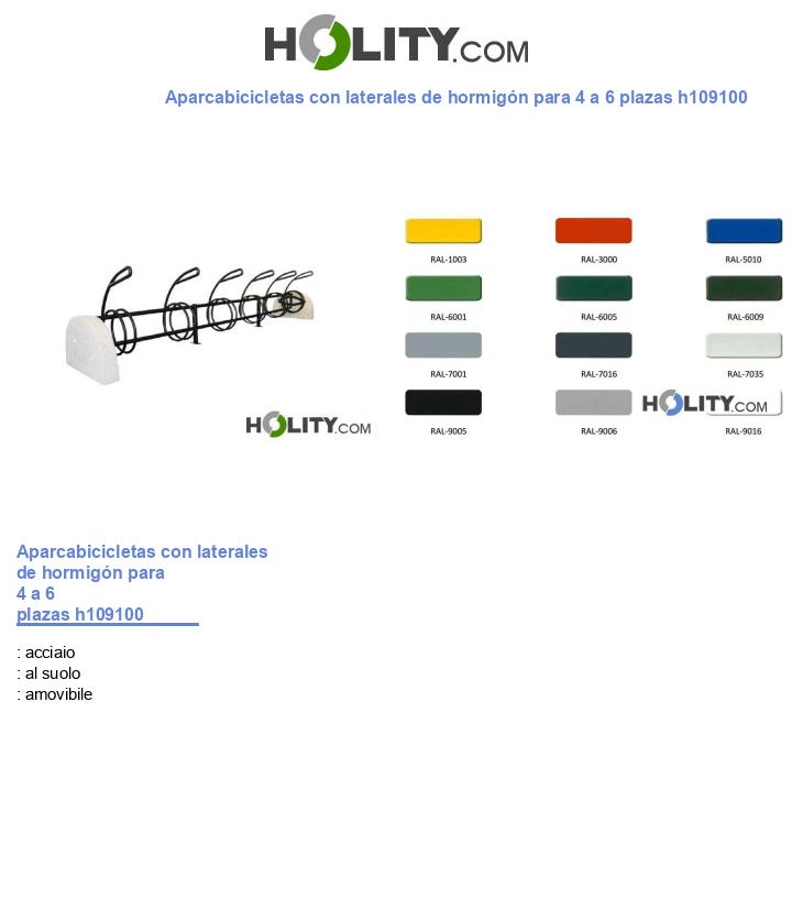 Aparcabicicletas con laterales de hormigón para 4 a 6 plazas h109100