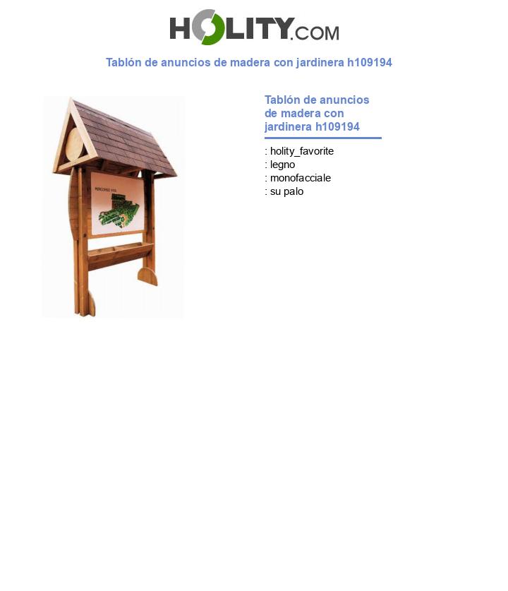 Tablón de anuncios de madera con jardinera h109194