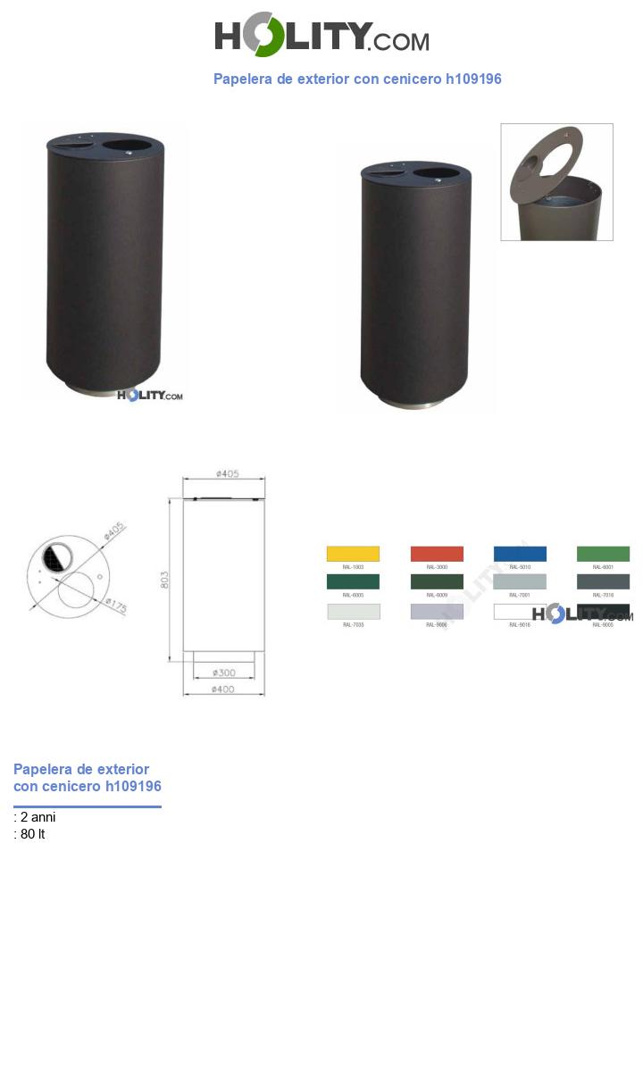 Papelera de exterior con cenicero h109196
