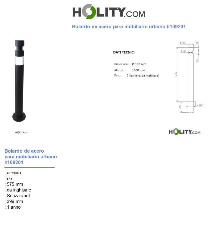 Bolardo de acero para mobiliario urbano h109201