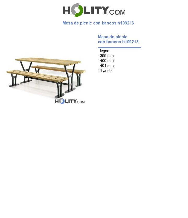 Mesa de picnic con bancos h109213