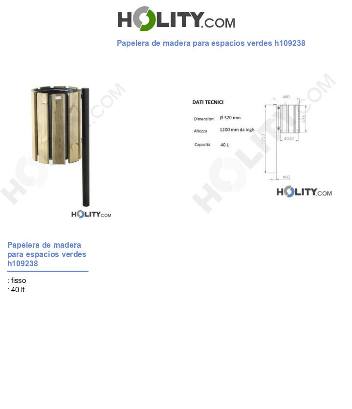 Papelera de madera para espacios verdes h109238