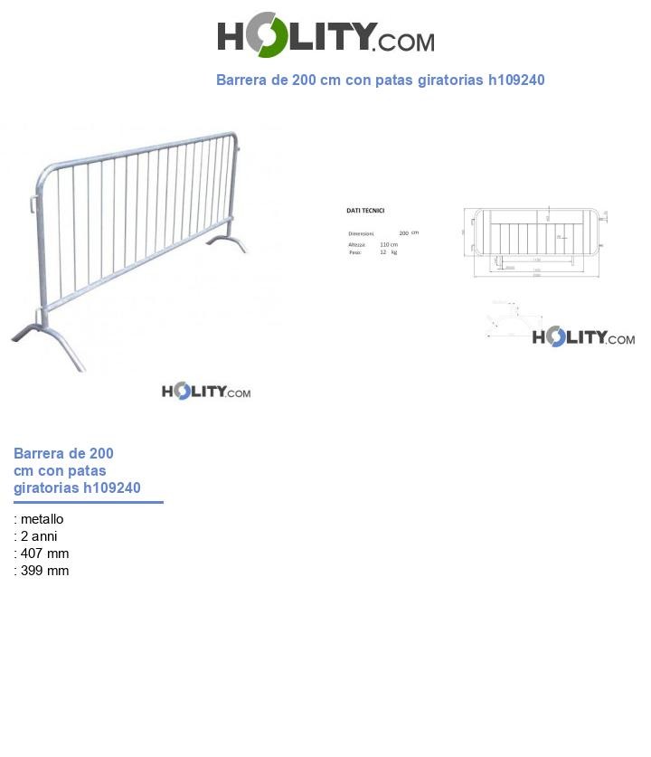 Barrera de 200 cm con patas giratorias h109240