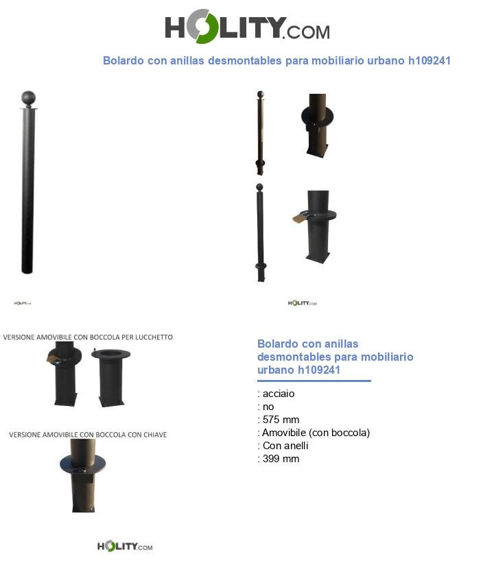 Bolardo con anillas desmontables para mobiliario urbano h109241