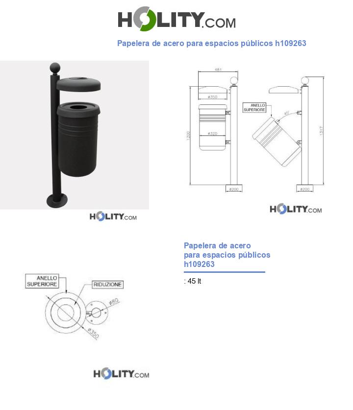 Papelera de acero para espacios públicos h109263