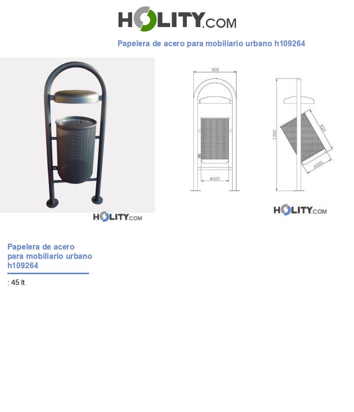 Papelera de acero para mobiliario urbano h109264