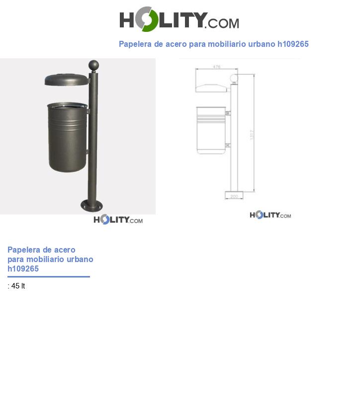 Papelera de acero para mobiliario urbano h109265