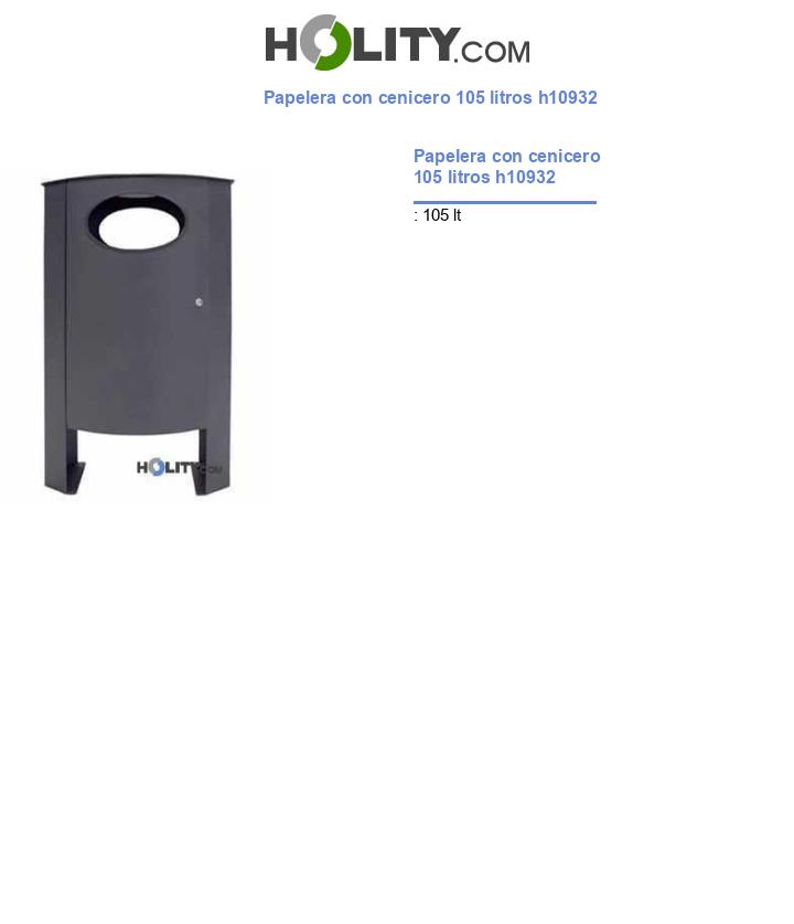 Papelera con cenicero 105 litros h10932