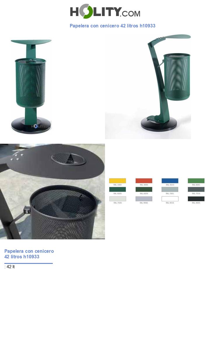 Papelera con cenicero 42 litros h10933
