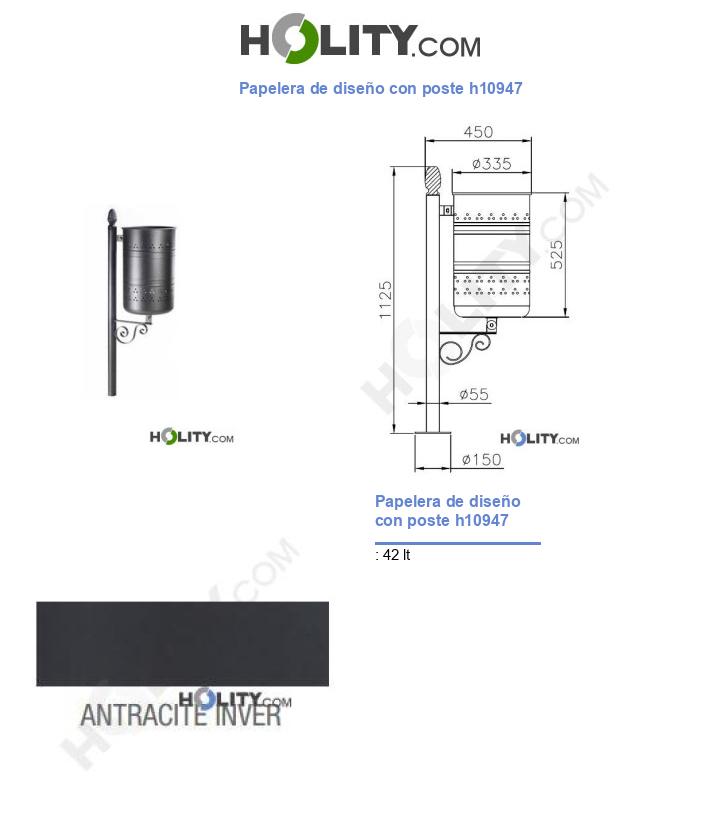 Papelera de diseño con poste h10947