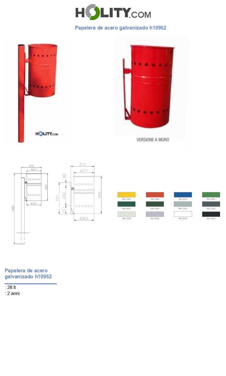 Papelera de acero galvanizado h10952