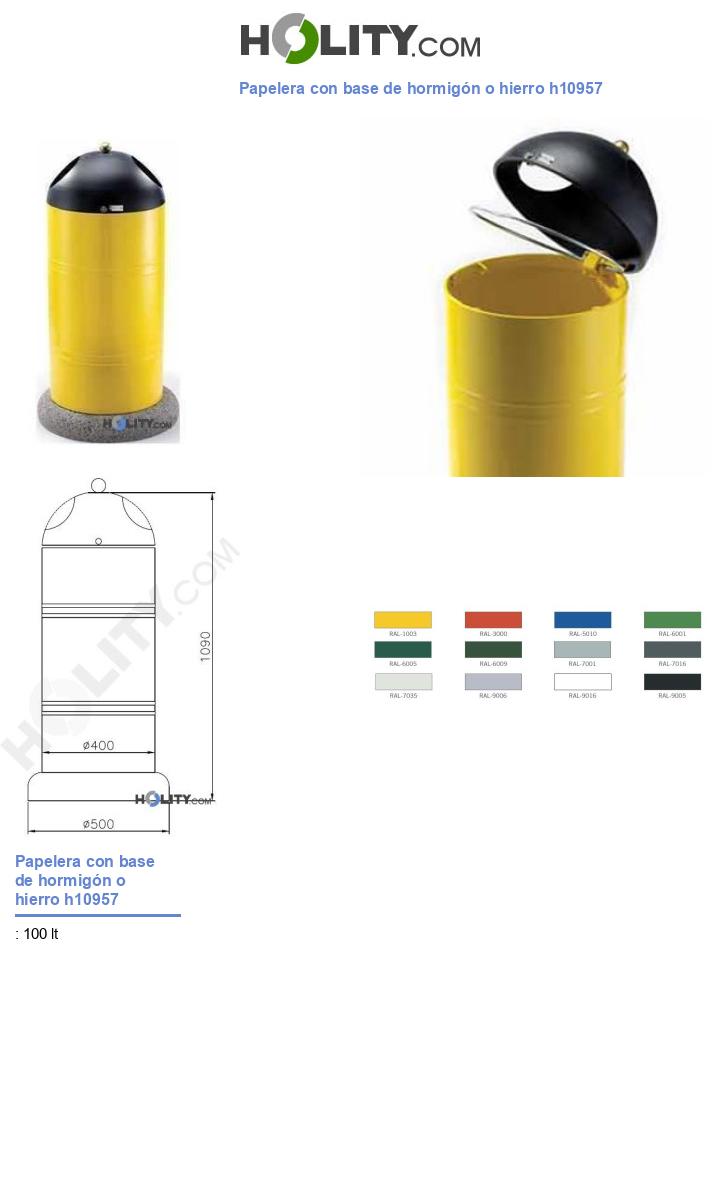 Papelera con base de hormigón o hierro h10957
