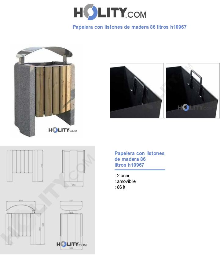 Papelera con listones de madera 86 litros h10967