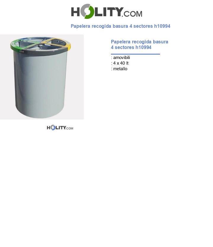 Papelera recogida basura 4 sectores h10994