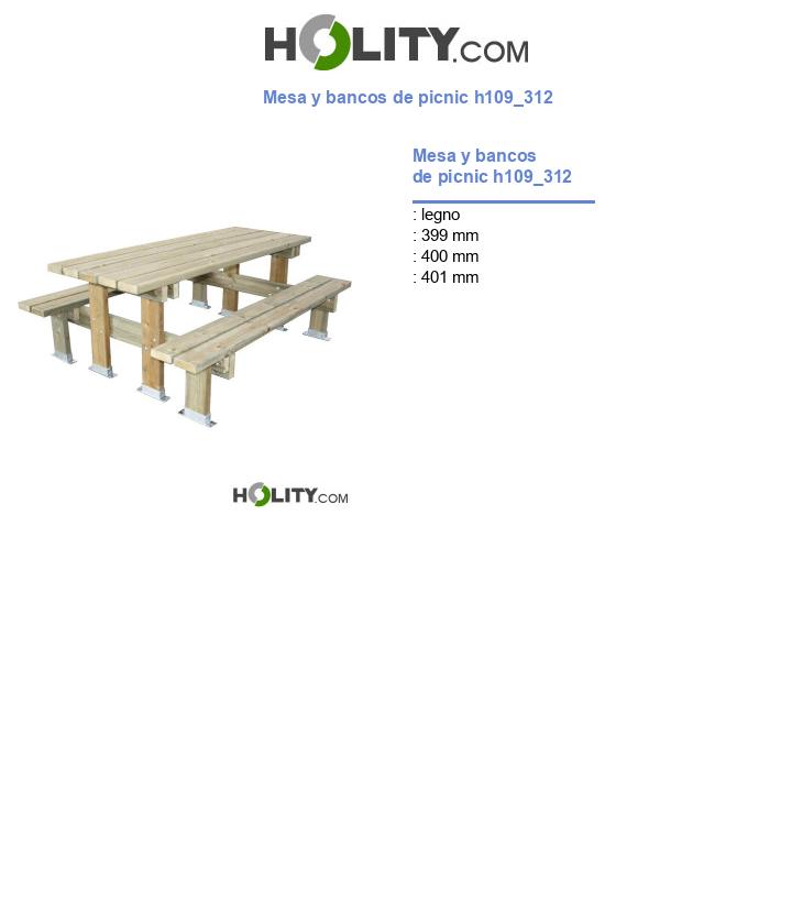 Mesa y bancos de picnic h109_312