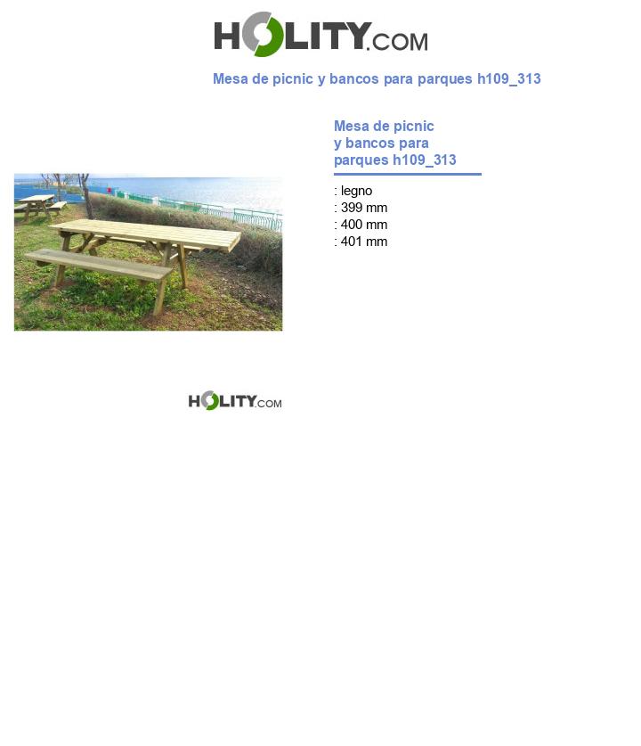 Mesa de picnic y bancos para parques h109_313