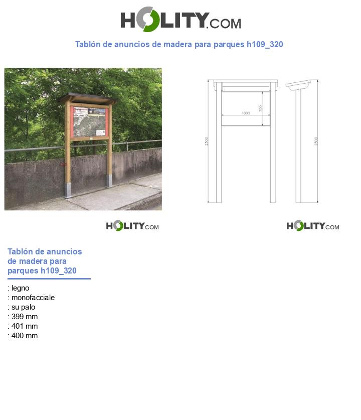 Tablón de anuncios de madera para parques h109_320